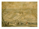 Louis XV en vue des jardins de Trianon  de la ménagerie et des basses-cours  du Pavillon français
