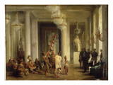 Le roi Louis-Philippe  la reine Marie-Amélie et la duchesse d'Orléans assistant dans le Salon de