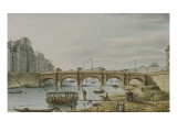 Vue du Pont neuf  située sur le petit bras de la rivière de Seine  prise au quai des Orfèvres  à