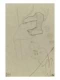 Croquis d'une fleur et de deux pieds sortant d'une draperie