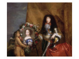 Frère de Louis XIV (1640-1701) prés du portrait de sa fille aînée  Marie-Lo