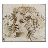 Etude de deux têtes de jeunes femmes ; Saint Jean-Baptiste  assis  de profil  tenant une coupe ;