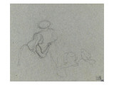 Croquis de deux figures discutant  suivies de deux autres se tenant la main