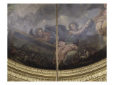 La France en armes répandant la foudre et tenant un bouclier orné du portrait de Louis XIV