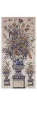 Panneau composé de 108 carreaux (tegeltableau); grand vase Médicis posé sur un piédestal garni