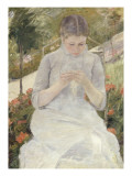 Jeune fille au jardin  dit aussi Femme cousant dans un jardin