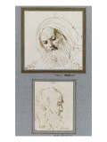 Etude d'une tête de vieil homme barbu  la tête voilée ; Etude d'une tête de