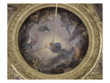 La France en armes répandant la foudre et tenant un bouclier orné du portrait de Louis XIV