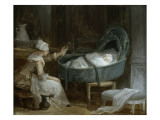 Jeune femme tendant un biberon à un bébé