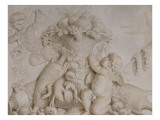 Grisaille en trompe-l'oeil imitant un bas-relief (d'une série de six)  dessus de porte