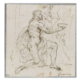 Etude de deux têtes de jeunes femmes ; Saint Jean-Baptiste  assis  de profil  tenant une coupe ;