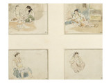 Quatre dessins; études pour "Les Femmes d'Alger" ; deux femmes arabes assises;femme arabe assise