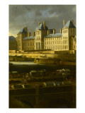 Vue perspective 6 de la Seine de Paris sur le palais du Louvre  depuis le Pont Neuf vers 1666
