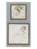 Deux femmes conversant  vues en buste ; Etude d'une femme nue  de profil  se relevant