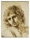Etude d'une tête de jeune homme vue de face et penchée à gauche