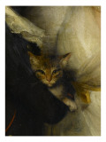 Jeune femme et petit garçon tenant un chat