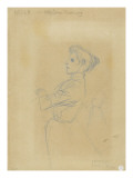 Jeune femme  vue à mi-corps  et croquis de sa silhouette