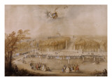 Vue perspective 2 des jardins du château de Versailles prise depuis le Bassin de Neptune vers 1740