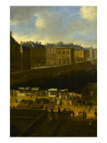 Vue perspective 3 de la Seine de Paris sur le palais du Louvre  depuis le Pont Neuf vers 1666