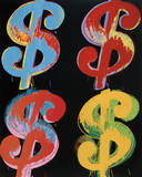 Four Dollar Signs  c1982 (blue  red  orange  yellow)