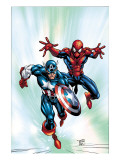 Marvel Age Team Up 2 Cover: Spider-Man and Captain America Fighting and Flying