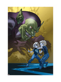 Dark Reign: Fantastic Four 4 Cover: Green Goblin  Richards  Franklin  Richards and Valeria