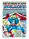 Marvel Comics Retro: Captain America Comic Panel; Smashing through Window; Red  White and Blue