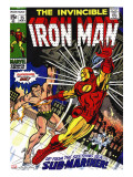 Marvel Comics Retro: The Invincible Iron Man Comic Book Cover 25  Fighting Namor  Sub-Mariner