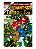 Giant-Size Fantastic Four 4 Cover: Madrox  Medusa  Mr Fantastic  Thing and Human Torch Fighting