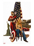 Captain America 49 Cover: Falcon  Carter and Sharon