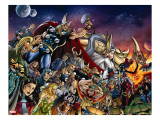 Thor 85 Group: Thor  Hulk  Loki  Thanos  Beta-Ray Bill and Odin Fighting