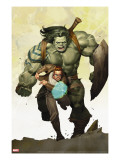 Incredible Hulk 601 Cover: Banner  Bruce and Skaar Stretching