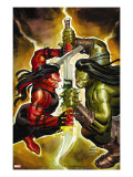 Incredible Hulk 607 Cover: Red She-Hulk and Skaar