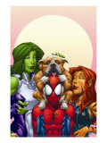 Marvel Adventures Super Heroes 13 Cover: Spider-Man  She-Hulk and Tigra