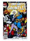 Infinity Gauntlet 6 Cover: Adam Warlock  Thanos  Nebula  Silver Surfer  Hulk and Thor Fighting