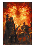 New Avengers 46 Cover: Dr Doom  Green Goblin and Mephisto