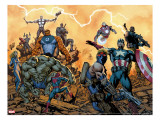 Ultimate Comics Avengers 1 Cover: Hawkeye  Captain America  Nick Fury and Iron Man