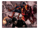 Daredevil 60 Group: Daredevil  Spider-Man  Iron Fist  and Luke Cage Fighting