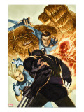 Dark Wolverine 76 Cover: Invisible Woman  Thing  Mr Fantastic and Human Torch Fighting