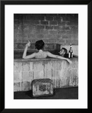 Actor Steve McQueen and Wife Taking Sulfur Bath at Home