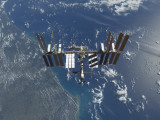 International Space Station in Orbit Above the Earth