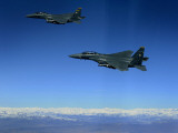 US Air Force F-15E Strike Eagles Approach a Mission Objective in Eastern Afghanistan