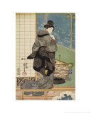 Woman Standing on a Veranda Near a Brazier