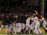 Texas Rangers v San Francisco Giants  Game 5:  San Francisco Giants celebrate their 3-1 victory