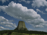 Puffy Clouds Fill the Sky over Devil's Tower