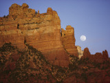 The Moon Rises over the Canyon as the Sun Leaves a Golden Glow