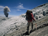 Johan Reinhard Nears the Summit of Erupting Nevado Ampato Volcano