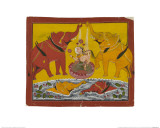 Two Elephants Bathing Gaja Lakshmi