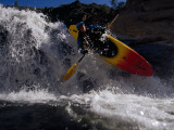 Suspended in Mid-Air  a Kayaker Sails Sideways Down a Short Waterfall