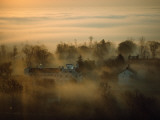 Morning Mist over the Restored Shaker Village at Pleasant Hill